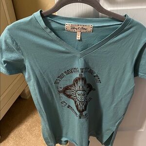 Skylar Women's Teal Graphic V-Neck Tee